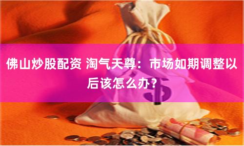 佛山炒股配资 淘气天尊：市场如期调整以后该怎么办？